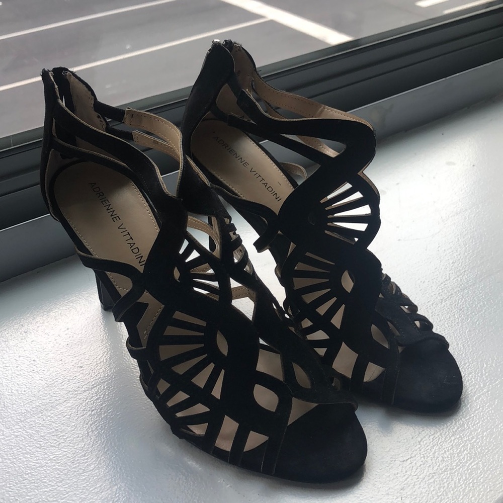 Adrienne Vittadini black strappy heels